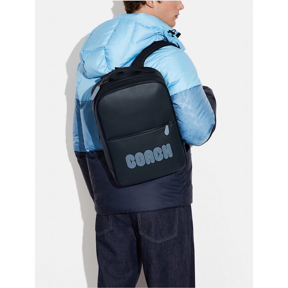 COACH WESTWAY Backpack Colorblock Midnight/Black Leather w Patch CE493 NWT $498 - Picture 12 of 12